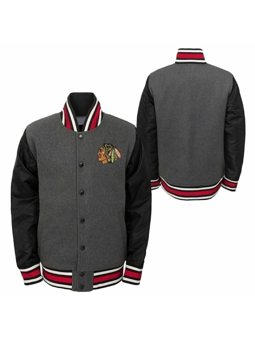 NHL Chicago Blackhawks Letterman Full-Snap Varsity Jacket